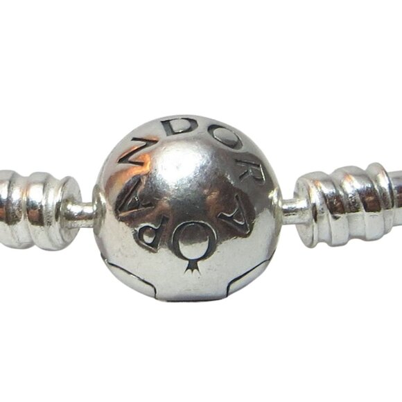 Pandora Bangle Charm Bracelet Ball Clasp Sterling Silver 6.7"  590713 - Picture 3 of 8
